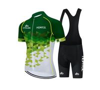 HOMTOL Conjunto Maillot Ciclismo Hombre Mujer Unisex Maillot Manga Corta Culotte Culotte con Tirantes Conjunto Maillot Bici con Culote de Gel para Ciclismo MTB