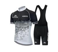 HOMTOL Traje de manga larga para hombres de ciclismo Ropa de montar de manga corta Sudaderas para bicicletas transpirable de secado rápido (Blanconegro, S)