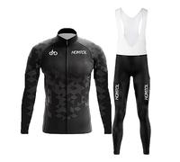 HOMTOL Traje de manga larga para hombres de ciclismo Ropa de montar de manga corta Sudaderas para bicicletas transpirable de secado rápido (Negro-Largo, S)