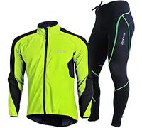 HOMTOL Trajes de Ciclismo de Manga Larga para Hombre Conjunto de Ciclismo de Manga Larga Transpirable Ropa de Ciclismo con Forro Polar Térmico Pantalones de Ciclismo (xl, verde)