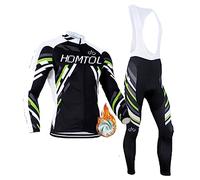 HOMTOL Trajes de Ciclismo para Hombre con Forro Térmico de Manga Larga para Invierno Conjunto de Maillot de Ciclismo Culotte de Ciclismo con Almohadilla de Asiento + Almohadilla de Gel