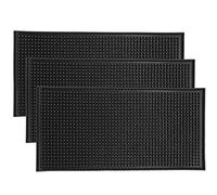 Homtone 3 Alfombrillas de Servicio de Bar y Pub, tapete de Goma Antideslizante, tapete de Secado de Vidrio, tapete de café, Whisky y cóctel, Restaurante, Negro (30x15 cm)