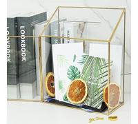 Homtone Caja de cristal para tarjetas de boda con ranura y cerradura, terrario geométrico dorado hecho a mano, caja de exhibición transparente para recepción de boda, decoración, recuerdo