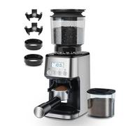 Homtone Molino de Café Eléctrico, 51 Niveles de Molienda Ajustables, Molinillo Cónico de Acero Inoxidable, Tecnología Antiestática, para Espresso, Café de Filtro y Prensa Francesa, 160 W (Plata)