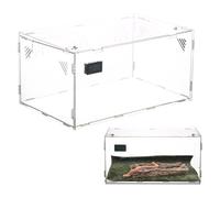 Homtone Terrario acrílico de 30 x 20 x 15 cm, recinto para reptiles con temperatura, higrómetro, caja de alimentación de insectos transparente grande, tanque acrílico portátil para reptiles, arañas