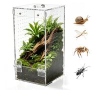 Homtone Terrario acrílico, terrario para insectos, araña saltadora, terrario de caracol con puerta magnética y apertura para alimento, adecuado para arañas, caracoles e insectos (10 x 10 x 20 cm)
