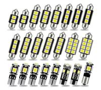 HOMTRAK 23 Pcs Bombillas LED Coche Interior 6500K Canbus T10 W5W C5W BA9S | Luz LED interior coche para domo, mapa, puerta, maletero y matrícula, blanco frío 6500K, Canbus sin errores y 12V