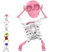 Homtrator ¡El Esqueleto Bailarín Que Se Roba El Espectáculo! El Esqueleto Oscilante Espeluznante, Esqueleto 3D De Cuerda para Escritorio con Mecanismo De Oscilación para Halloween, Decoración(Pink)