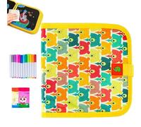 Homtrator Erasable Graffiti Book, Reusable Colouring Book, Portable Erasable Graffiti Drawing Books, Painting Pad with 12 Watercolor Pens 14 Page Drawing, Double-Sided Painting Books Gifts for Family