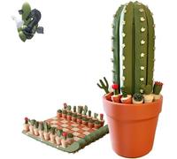 Homtrator Tablero De Ajedrez De Cactus, Tablero Magnético Portátil Impreso En 3D para Adultos, Juego De Ajedrez Enrollable con Temática De Plantas, Divertido Regalo para Amantes De Las Plantas