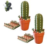 Homtrator Tablero De Ajedrez De Cactus, Tablero Magnético Portátil Impreso En 3D para Adultos, Juego De Ajedrez Enrollable con Temática De Plantas, Divertido Regalo para Amantes De Las Plantas