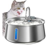 Homtyler Fuente de Agua de Acero Inoxidable para Gatos, Fuente de Agua para Mascotas de 4 litros, Gran Capacidad, dispensador de Agua para Perros con Ventana de Nivel de Agua, filtración múltiple
