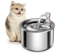 Homtyler Fuente de Agua para Gatos, Bomba Interior Ultra silenciosa de Acero Inoxidable, 2 L/67 onzas, dispensador automático para Perros, Fuente de Agua para múltiples Mascotas