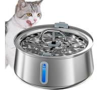 Homtyler Fuente de agua para gatos, bomba ultrasilenciosa interior de acero inoxidable, dispensador automático de 2 litros para perros, 2 salidas