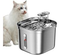 Homtyler Fuente de Agua para Gatos, Fuente de Agua para Mascotas de Acero Inoxidable para Gatos en el Interior, 3 filtros y Bomba ultrasilenciosa, dispensador automático de 2.2L/2,069.5 g, Fuente de