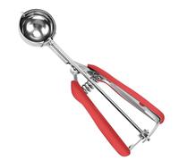HOMURE H Cuchara mediana para galletas, cuchara de masa para galletas, 2 cucharadas, mango rojo, con resorte, acero inoxidable 18/8, agarre cómodo, para galletas, cupcakes, magdalenas, helados,