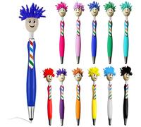 HOMURY 12 bolígrafos de microfibra, limpiador de pantalla, divertidos bolígrafos retráctiles, bolígrafos de cabeza de mopa, bolígrafos creativos regalo para adultos y niños (12 colores)