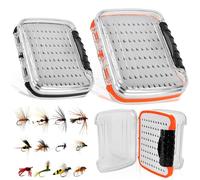 HOMURY 2 cajas de pesca con mosca, caja de cebo de doble cara, caja de anzuelos, caja de aparejos, tapa para pesca, accesorios para pesca con mosca, para señuelos, intermitentes, moscas