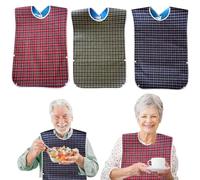 HOMURY 3 baberos adultos resistentes agua, cierre presión, protección ropa, delantal mujeres mayores
