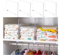 HOMURY 4 Separadores de Estantes Acrílicos: 30 x 20 cm, Transparentes, Organizador Multifuncional para Armario, Dormitorio, Cocina, Sin Taladrar