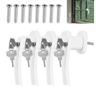 HOMURY 4 tiradores de ventana de aluminio: tirador de ventana con cerradura, mango de seguridad para ventana, mango de aluminio macizo con 8 tornillos para ventanas, puertas de patio y puertas de