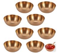 HOMURY 8cuencos redondos para salsas: mini cuencos para servir de acero inoxidable, para sushi, aperitivos, especias, mostaza (8,2 x 2,7 cm) (oro rosa)