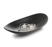 HOMURY Bandeja decorativa ovalada negra: bandeja para joyas, bandeja cosmética, plato de melamina, fruta, cuenco para dulces, plato de comida, cuenco decorativo para llaves, joyas, monedas, cuarto de
