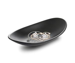 HOMURY Bandeja decorativa ovalada negra: bandeja para joyas, bandeja cosmética, plato de melamina, fruta, cuenco para dulces, plato de comida, cuenco decorativo para llaves, joyas, monedas, cuarto de