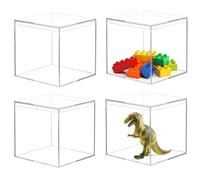 HOMURY Caja acrílica con tapa: 4 unidades organizador transparente, caja cuadrada para joyas, vitrina y embalaje de dulces, 10x10x10 cm