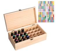 HOMURY Caja de madera multifunción, almacenamiento de 32 ranuras, portátil para aceites esenciales y aromaterapia