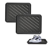 HOMURY Juego de 2 bandejas de goteo para zapatos, de plástico, 40 x 30 x 3,5 cm, para lluvias nevadas, otoño-invierno, interiores y exteriores