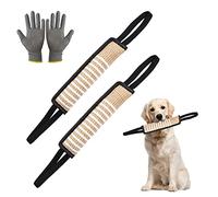 HOMURY Juego de 2 tapones de mordida para perros, yute, extra resistentes, para entrenamiento K9, con dos bucles, 30 cm, 1 par de guantes protectores