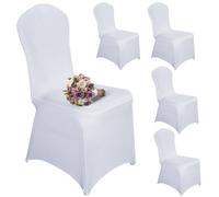 HOMURY Juego de 5 fundas para sillas de banquete, decoración universal, elásticas, spandex, color blanco