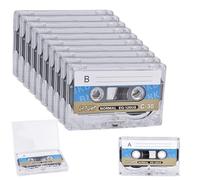 HOMURY Paquete de 10 casetes de audio vacíos: casetes de audio de bajo ruido, casete de música de 60 minutos, estuche de cinta de casete de plástico transparente para conferencias, seminarios, grabaci