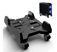 HOMURY Soporte para CPU móvil, soporte para PC para torre de PC, soporte de escritorio con 4 ruedas y base ajustable (negro)