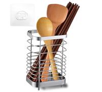 HOMURY Soporte para utensilios de cocina de acero inoxidable para cubiertos: escurridor de cubiertos, cesta para cubiertos, soporte para cucharas de cocina, cesta para cubiertos de cocina, organizador