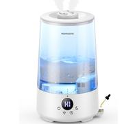 Homvana Humidificador Bebes Mocos y Tos, 3.6L Cool Mist Silencioso, Top-Fill 34 Horas de Funcionamiento, con Bandeja de Aroma, BPA Free Bebés y Plantas, 7 Color Light, Sleep Mode, Transparente