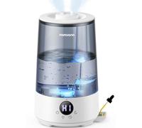 Homvana Humidificador Bebes Mocos y Tos, 3.6L Cool Mist Silencioso, Top-Fill 34 Horas de Funcionamiento, con Bandeja de Aroma, BPA Free Bebés y Plantas, 7 Color Light, Sleep Mode, Gris