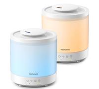 Homvana Humidificadores Pack de 2, 1,5 L, Niebla Fría, Relleno Superior, Difusor de Aceites Esenciales 3 en 1 para Bebé, Plantas, Oficina y Cultivo Indoor, Luz LED 7 Colores, Ultrasónico