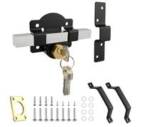 Homvvi Cerradura de puerta de tiro largo con asa, cerradura de ambos lados, cerradura de puerta de jardín con manijas de puerta vintage, 5 llaves, cerraduras de puerta de jardín para puertas de madera