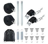 Homvvi Kit de amarre de correas de tormenta, juego de toldo universal de banda de tormenta, 8 ganchos de tira de tuberías, correas de tormenta de camping y anclajes de suelo de 35 cm, protección