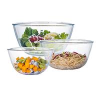 Homwin Ensaladeras Cristal, Conjunto 3 Cuencos de Mezcla de 1,0 L, 2,5 L, 4,2 L, Utilizable en Microondas y Lavavajillas, Mezcla Segura, Cuencos Cocina, Ensaladera Grande