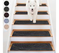 Homwiz Alfombrillas para Escaleras Antideslizantes, 15 Alfombrillas Autoadhesivas Escalones Interiores, Recortables y Reutilizables - Protección para Mascotas, Mayores, Niños (Gris Oscuro, 76x20 cm)
