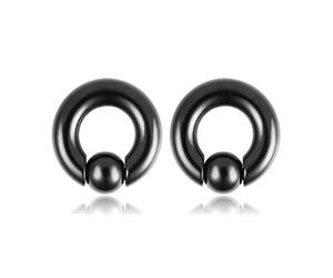 Homxi 2 PCS Dilatador Tunel 5x16x8mm,Piercing de Oreja de Acero Quirúrgico Set de Piercing Oreja Aro con Bola Tunel Dilataciones Negro