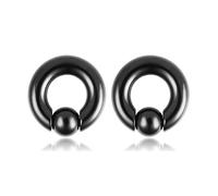 Homxi 2Piezas Dilatacion Tunel 10x16x12mm,Dilatador Tunel Acero Quirurgico Dilataciones Orejas Kit Aro con Bola Dilataciones Orejas Tunel Negro