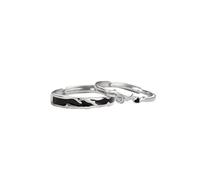Homxi Anillo Ajustable con Grabados Plata de Ley 925 Pareja, Ramos y Flores, Anillos de Mujer de Plata Negro Compromiso