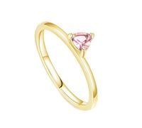 Homxi Anillo Alianza de Oro Amarillo Mujer 9K, 4x4mm Triángulo con Morganita Creada, Anillos de Boda Mujer Oro Talla 13(53mm)