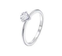 Homxi Anillo Alianza de Oro Blanco Mujer 9K, Corazón Solitario con Moissanita, Anillos Alianza Plata Mujer Talla 14(54mm)