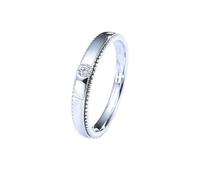 Homxi Anillo Alianza Oro Blanco Mujer 14 Kilates, Redondo Simple con Diamante de 0,07 ct, Anillos Promesa Mujer Plata, Talla 9(49mm)