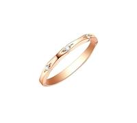 Homxi Anillo Alianzas Mujer Oro Rosa 9 Quilates, Redondo Simple con Diamante de 0,03ct, Anillos Promesa Mujer Oro Rosa, Tamaño 8(48mm)